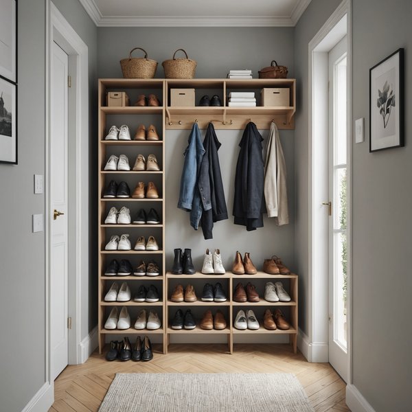 Comment aménager un espace de rangement pour des chaussures dans un couloir étroit?